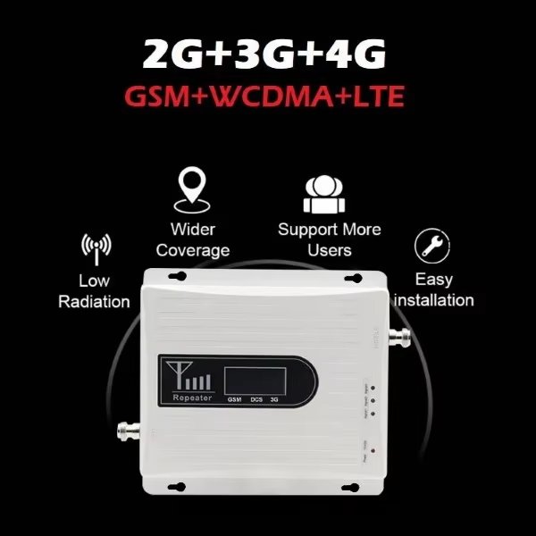 2G 3G 4G Tri-band 900 1800 2100MHz Mobile Signal Booster Repeater with Panel and Rocket Antenna for Home and Office